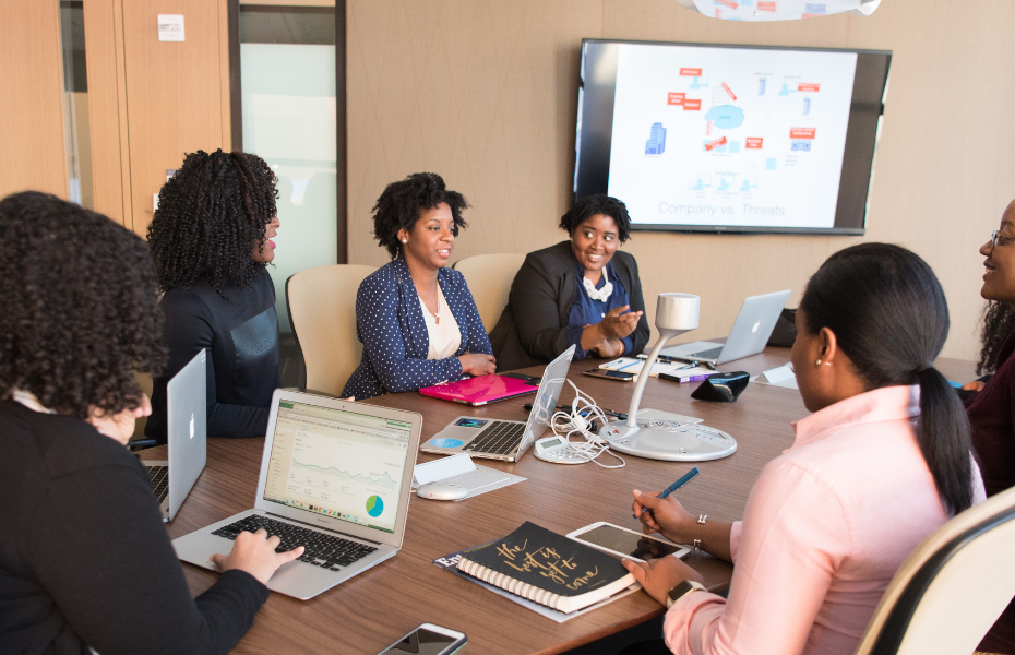 Group working at boardroom table